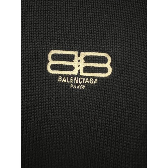 Balenciaga Logo Embroidered Knit Jumper men's  navy blue  sweater size L - Picture 6 of 14